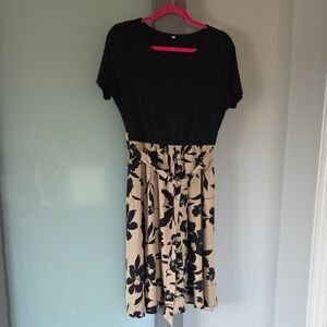 Amazon Size L Floral Dess With Tie Belt